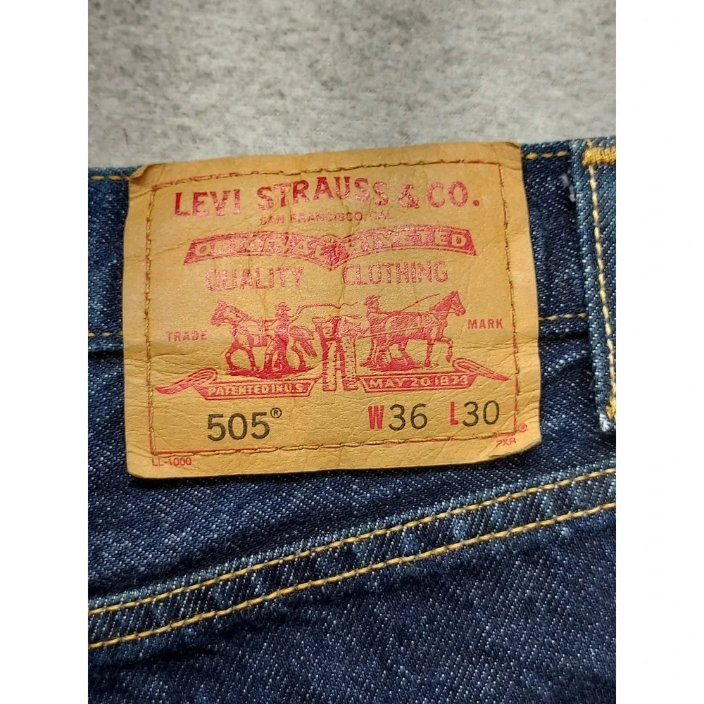 Levis Men Denim Jeans 36 Blue Zip Button 5 Pockets High Rise Straight Outdoor